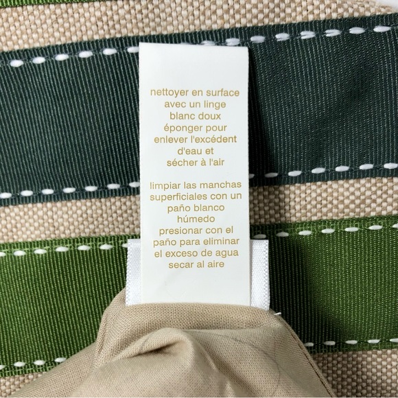 WEST ELM Linen Christmas Stocking Green Grosgrain Ribbon ~ “Steve” Monogram - Picture 8 of 11